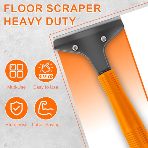 KeFanta Razor Blade Floor Scraper, 4" Wide Heavy Duty Scraper Tool, 45.7" | 10PCS Extra Metal Blades, Paint Scrapers for Cleaning Wall Glass Tile Floor Paint Gum Glue Stains Linoleum - size: Large