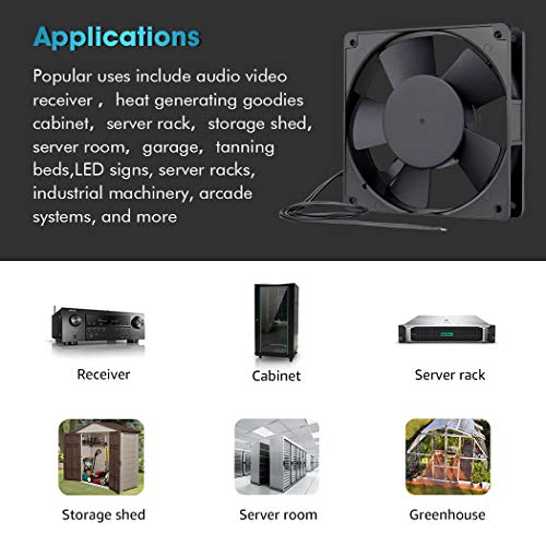 Wathai 120mm AC AXIAL Exhaust Fan 110V 120V Dual Ball for DIY Cooling | Dual Ball Heavy-Duty Fan for DIY Cooling Ventilation Exhaust Projects 120mm x 25mm - style: 120x120x25mm