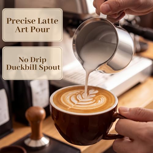 Honeydak 6 Pcs Stainless Steel Bell Creamers Pitcher Mini Cup Container Espresso Shot Frothing for Serving Milk Coffee Cream for Restaurant Cafes Home (8 oz) - size: 8 oz