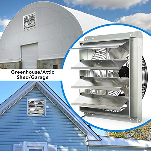 KEN BROWN 18 Inch Exhaust Fan with Power Cord, Automatic Shutter, 2600CFM, Aluminum Cooling Ventilation Fan, High Speed Wall Mounted Attic Fan for Garage, Greenhouse, Shop, Shed - size: 18 Inch