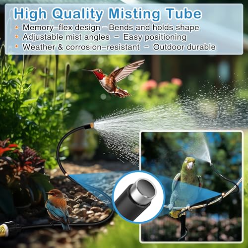 2 Pack Misters for Outside Patio, 60 Inch Flexible Hose Mister Cooling Stand Portable Water Misting for Cooling Outdoor, Mist System for Garden, Backyard, Bird Bath, Chicken Coop Water Mist (Black)