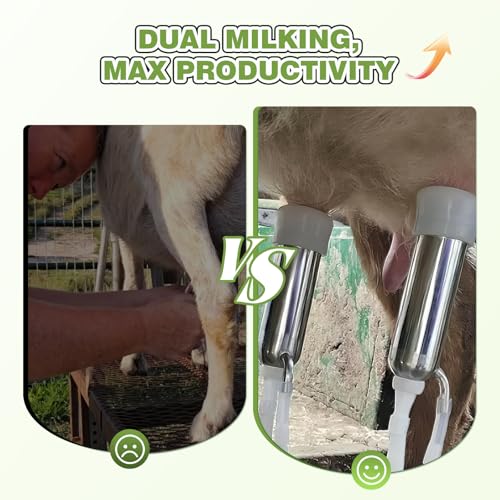 φ25mm Double Head Teat Cup for Cow, Milking Machine Accessory | with 5x8mm Hose, Easy to Clean, Soft Silicone Liners - style: Cups for cow
