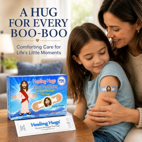 Healing Hugs Jesus Bandages - Premium Adhesive Hugging Jesus from Hug-a-BooBoo, The Jesus Bandages that Hug! 24 Count Box - size: 24ct, style: Healing Hugs Jesus