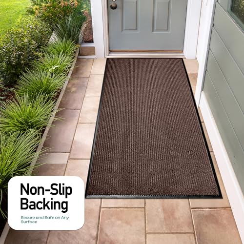 MaxMat® Extra Large Commercial Floor Mat, 3 x 5 Feet Heavy Duty, Waterproof, Low-Profile, Easy to Clean, Rubber Entry Mat (Brown, 3 x 5 Feet) - color: Brown, size: 3 x 5 feet