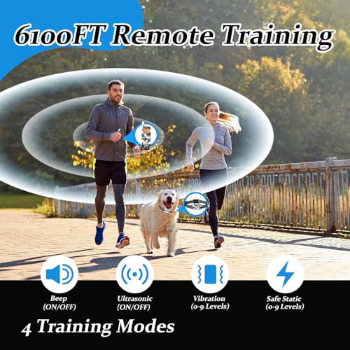 Htcuto GT1 Wireless Dog Fence for Dogs, 3500ft Outdoor Electric Dog Fence with 6100ft Remote Dog Training Collar, No Subscription, Ultrasonic/Vibration/Shock, Waterproof, 2-Dog System