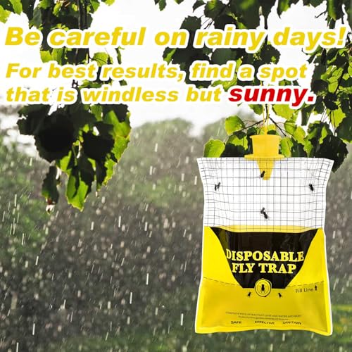 Outdoor Fly Traps for Patio - 8 Large Pre-Baited Flies Bags Disposable | Hanging Fly Catcher Killer Repellent with 8*50g Bait for Stable Horse Barn & Farm | Easy to use | Durable | Effective - size: 8 pack