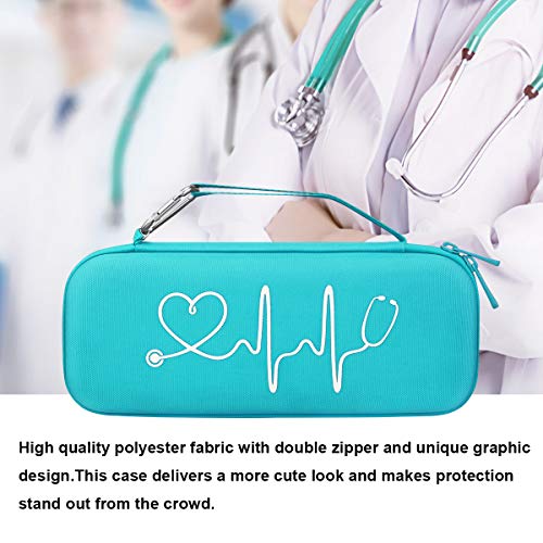 BOVKE Stethoscope Case for 3M Littmann Classic III Monitoring, Lightweight II S.E, Cardiology IV Diagnostic, MDF Acoustica Stethoscopes, Extra Room for Nurse Essentials and Medical Supplies, Turquoise - color: Turquoise