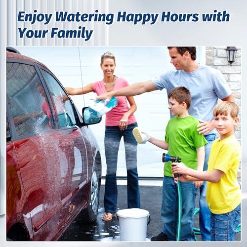 AUTOMAN-Garden-Hose-Nozzle, 2 Pack ABS Water Spray Nozzle with Heavy Duty 7 Adjustable Watering Patterns,Slip Resistant for Watering Plants,Lawn& Garden,Washing Cars,Cleaning,Showering Pets - Blue - color: Blue