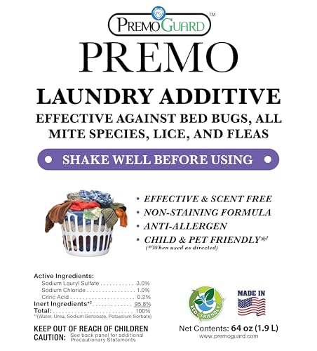 Premo Guard Bed Bug, Mite & Lice Natural Laundry Detergent Additive - size: 64 Fl Oz (Pack of 1)