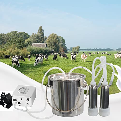 7L Cow Milking Machine,Rechargeable & Adjustable Suction Electric Milker - size: 7L Cow Battery