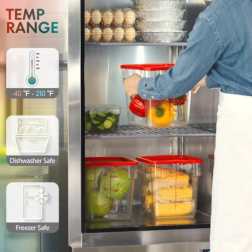 CURTA 4 Pack Food Storage Container with Green Lid - NSF Commercial Grade in 4.0 Qt - Square, Clear, Polycarbonate - color: 4.0 Qt 4-Pack(Green Lids)
