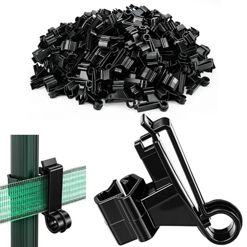 200 Pcs T-Post Poly Tape Insulator Large Snap T-Post Holding Electric Fence Insulator for Farm Fence (Black) - color: Black