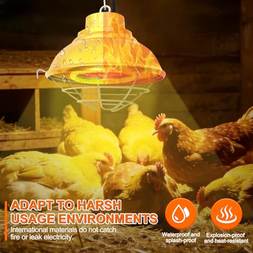 Hanging 350 Watt Heat Lamp for Chickens with Carbon Fiber Bulb for Indoor&Outdoor Used with Two-Temperature Adjustable for Chicks, Duck, Pet House, Poultry Professional Waterproof Heater (350 Watt) - size: 350 Watt