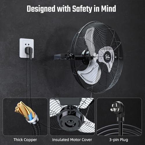 Simple Deluxe 18 Inch Industrial Wall Mount Fan, 3 Speed Commercial Ventilation Metal Fan for Warehouse, Greenhouse, Workshop, Patio, Factory and Basement - High Velocity - size: 18 Inch, style: 1 Pack