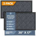 Barnyard Designs Premium Gray Non-Slip Door Mat (17" x 30", 2-Pack) | Heavy-Duty Entrance Rugs with Rubber Backing for Entryway, Patio, or Porch; Indoor and Outdoor; Set of 2 - size: 1'5" x 2'6"