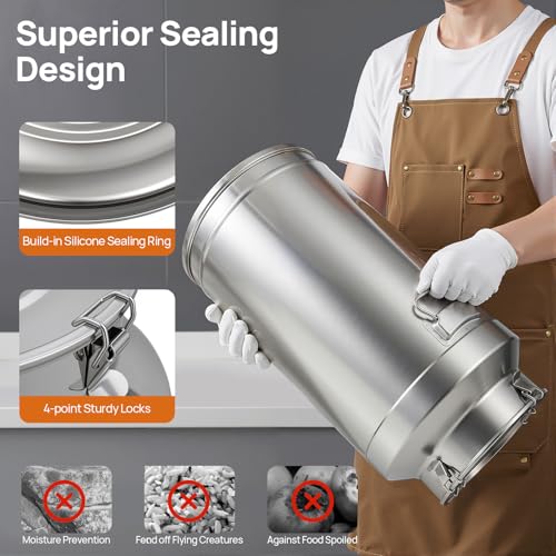 Stainless Steel Milk Barrel, 23 Gallon Milk Can Bucket | Airtight Food Storage Container Metal Water Beverage Drink Dispenser for Milk Oil Wine Soup - size: 23.3Gal