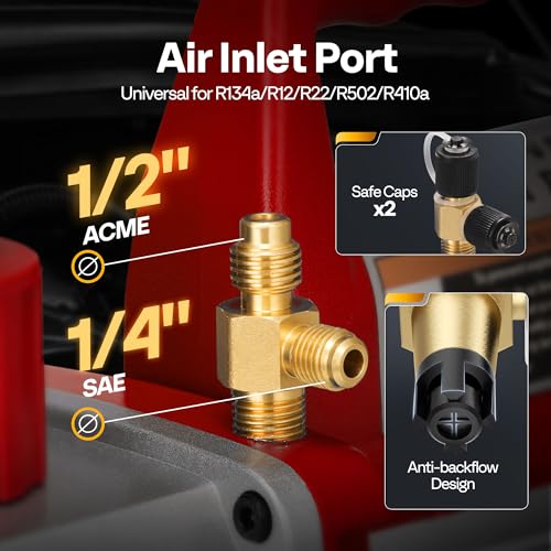VIVOHOME 110V 1/2 HP 5 CFM Dual Stage Rotary Vane HVAC Air Vacuum Pump | AC Vacuum Pump for Home Automotive Air Conditioner R134a R12 R22 R502 R410a AC System with Oil Bottle, Red - color: Red, size: 5 CFM