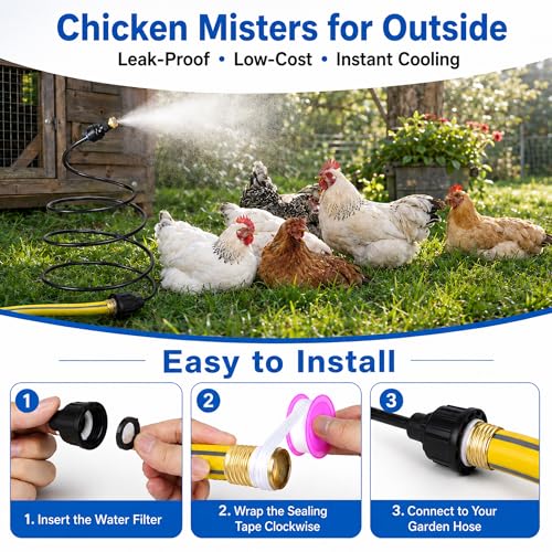 Hose Misters for Outside Patio, 60 Inch Standing Outdoor Mister for Cooling | Hose Misting Sprinkler Cooling System for Chicken Coop, Backyard, Garden, Tanning, BBQ, Pool, and Bird Bath, Black