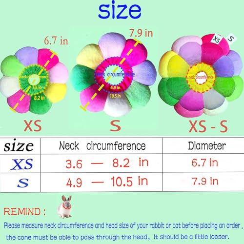 Rabbit Cat Cone Collar Soft,Adjustable Cat Recovery Wound Healing Accessory,Cats Cones to Stop Licking,for Chinchilla,Guinea Pigs,Bunny,Kitten Donuts Collar After Surgery(Small) - size: Small