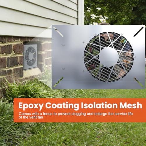 Abestorm 540 CFM Crawlspaces Ventilation Fan with Humidistat 8.7 Inch | Stainless Steel Vent Fan Digital Panel, Temperature Controller with Humidistat for Attic with Isolation Mesh, IP 55 Rated - color: Silver