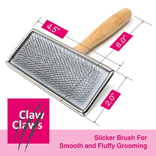 Pet Slicker Brush for Medium Dogs, Wooden Handle with Stainless Steel Soft Pins, Gently Remove Tangled, Loose Undercoat and Mats Hair, Pet Grooming Brush Tool (6.6") - size: 1 Count (Pack of 1)