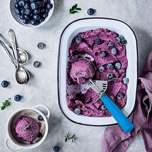 Meadow Lane #24 Ice Cream Disher Scoop, Stainless Steel, Blue | Stainless steel 2.7 Tbsp scoop has a reinforced trigger and non-slip handle; dishwasher-safe for ice cream, dough and more. - color: Blue