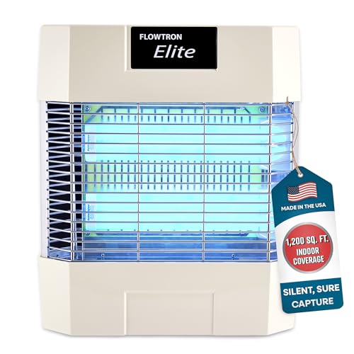 Flowtron Indoor Fly Stun Unit, 80W UV, Pheromone Lure, 1200 Sq Ft | Wall-mount fly trap for restaurants, barns, and kitchens; sticky board catches insects with no sound or smell.