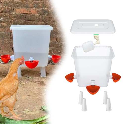 Automatic Chicken Waterer with Float Valve 3 Gallon Poultry Water Dispenser | Elevated Self-Filling Water Feeder Cup for Hens, Ducks, Quails Chicken Coop