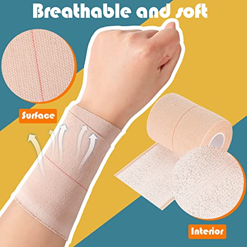BBTO 4 Rolls Elastic Adhesive Tape Bandage, 5 Yard, 3 Inch | Elastic Tape Self Adhesive Bandage Wrap, Flexible Stretch Bandages for Sports Ankle, Knee and Wrist Sprains Animal Pets - size: 3 Inch in Width