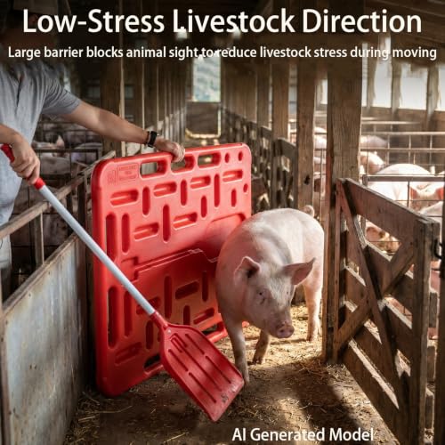 Pig Sorting Board with Paddle, Livestock Sorting Panel | for Cattle Hog Sheep Goat, HDPE Portable Crowding Gate, Farm Show Use, 38"x30"x1.3"
