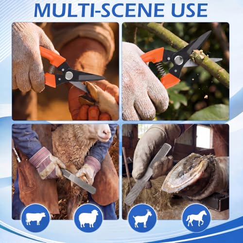 8Pcs 8" Farrier Tool Kit, Hoof Rasp Nipper Trimmer Brush Calf Sling | 8" Hoof Nipper, 300lb Capacity Adjustable Weighing Sling, Storage Bag Included, for Goat, Pig, Sheep, Donkey, Equine, Alpaca - style: Complete Hoof Care Kit