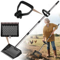 Metal Chicken Poop Scooper & Rake Scoop 10" Metal Chicken Coop Rake | Assistanted Handle Grip Heavy Duty Scoop Tool Adjustable Long Handle Adjustable (36 to 62") for Farm Animals Clean Tool