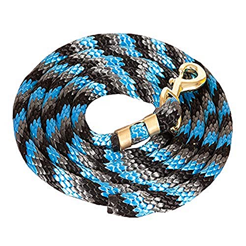 Mustang Poly Lead Rope 9ft. with Bolt Snap - color: Black/Turq/Silver