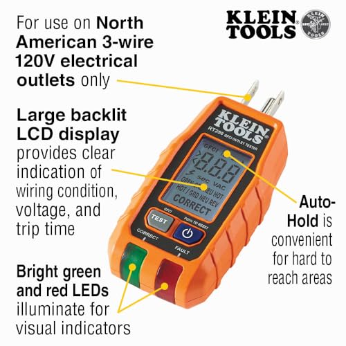 Klein Tools 80041 Outlet Repair Tool Kit with GFCI Receptacle Tester, Non Contact Voltage Tester and Wire Stripper, 3-Piece - size: Outlet Repair Kit