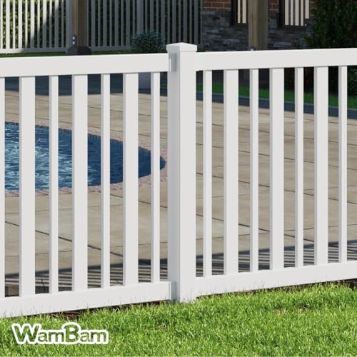 WamBam 4ft White Vinyl Finishing Post | No Dig, Steel Pipe Anchor, for Nantucket, Sturbridge, and Westport Fences, BL19042 - color: 4ft Tall Finishing Post