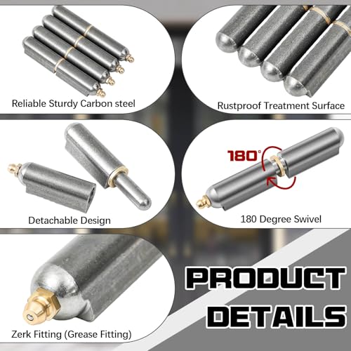 Zonon 5 Pcs 3 Inch BBQ Smoker Bullet Weld on Bullet Hinge Carbon Steel Weldable Barrel Hinges Heavy Duty for Swing Door Trailer Ramp - color: Zerk, size: 3 Inch