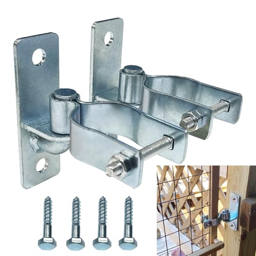 2Pcs Heavy Duty Gate Hinges, 1-3/8" Wall Mount Hinge for Chain Link Fence & Wood Gate, Steel Outdoor Gate Hardware, Farm Gate Hinges & Fence Parts