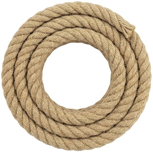 Natural Jute Rope (1 Inch x 10 Feet) Thick Hemp Rope Twisted Manila for DIY Crafts, Deck Railings, Porch Swing, Nautical Decorating - size: 1 Inch x 10 Feet
