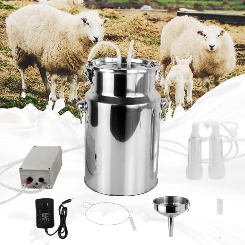 2026 Upgrade 7L Goat Milking Machine, Continuously Adjustable Suction Pulsation Vacuum Electric Milker, Portable Livstock Milking Machine with Stainless Bucket(US Plug)(7L Goat) - size: 7L Adjustable Sheep Milking Machine