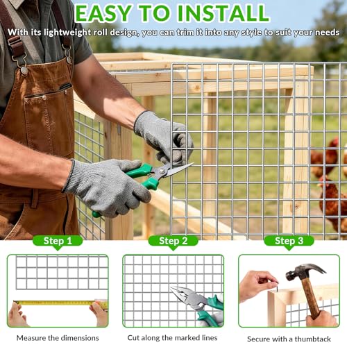 Welded Wire Fence 1/2‘’x 1/2‘’ 6ft x 100 ft,Vinyl Coated Welded Wire Mesh Roll,16GA Heavy Duty Galvanized Chicken Wire Fencing, Hardware Cloth for Yard Vegetable Protection Goat & Poultry Netting - size: 1/2‘’x 1/2‘’ 6ft x 100 ft