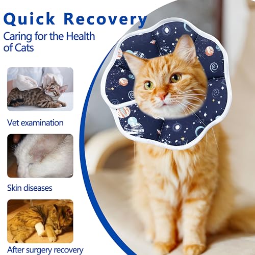 Soft Adjustable Cat Cone Collar, Comfortable Cat Recovery Collar - color: Dark Blue, size: X-Small