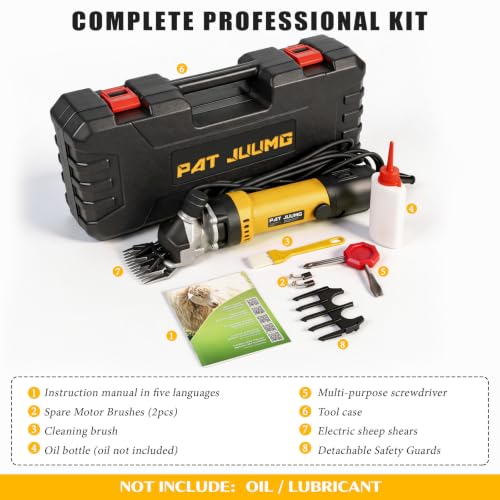 PAT JUUMG 1000W Sheep Shears Electric Farm Livestock Haircut with Blades Professional Animal Clippers 6 Speed Heavy Duty Electric for Thick Horses Sheep Alpacas Goats(Yellow) - color: Yellow