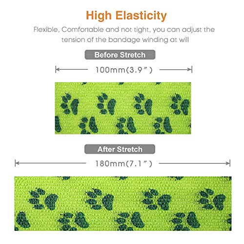 Vet Wrap Cohesive Bandages Bulk Self Adhesive Bandage Wrap Self Adherent Wrap Non-Woven for Dogs Pet Animals & Ankle Sprains & Swelling 2 Inch x 5 Yards (3 Inch Print Claw) - color: 3 Inch Print Claw