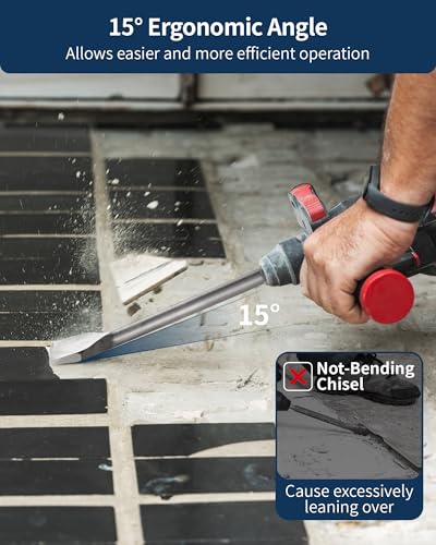 Firecore 3 Inch SDS Plus Bent Chisel Bit for SDS Plus Rotary Hammer Drill | SDS Plus Tile Removal Chisel Tool, Alloy Steel Flat Shovel Bit for Ceramic Tile Cement Thinset Mortar Vinyl Removal -FS18310 - size: 1Pcs