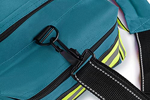 Scherber First Responder Fully-Stocked Professional Essentials EMT/EMS Trauma Kit | HSA/FSA Approved | Reflective Bag w/8 Zippered Pockets & Compartments & 200+ First Aid Supplies - Blue - color: Blue