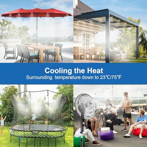 Misters for Outside Patio,Outdoor Water Misting Cooling System,75FT|23M.Backyard Mist Kit for Garden,Greenhouse,Fan,Deck,Umbrella,Canopy,Pool,Porch.Trampoline Sprinkler Park,BBQ Party Accessories - size: 75FT