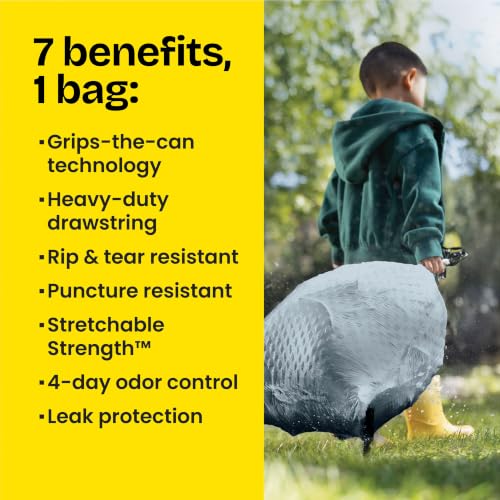 Glad Tall Kitchen Drawstring Trash Bags - Odorshield 13 Gallon White Trash Bag, Febreze Fresh Clean, 110 Count | Febreze Freshness, Rip and Tear Resistant, Fresh Clean Scented Garbage Bags, Household Essentials - size: 110 Count (Pack of 1)