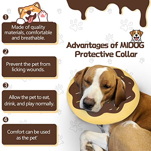 MIDOG Inflatable Dog Cone, Donut Recovery Collar After Surgery, Medium | Soft inflatable donut e-collar; stops licking after surgery; pet eats & sees normally; neck 12-15 in (M); not for chewers - color: Donut Brown, size: Medium (Neck:12"-15")