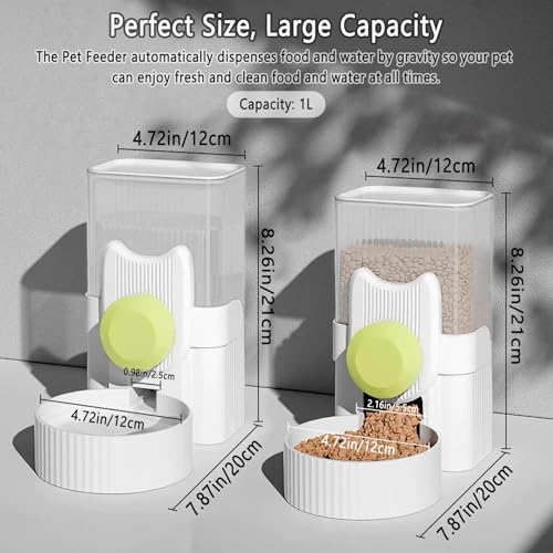kathson Rabbit Feeder for Cage,Bunny Water Bottle,Pet Food Dispenser,Green | Gravity Automatic Guinea Pig Feeder Waterer Set,Hanging Small Pet Food Bowl Feeding Station for Ferret Chinchilla Cat Puppy - color: Green