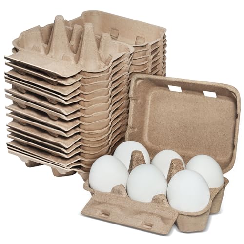 tutata Goose Egg Cartons, 15 Pack, Half Dozen Jumbo Egg Carton, Blank Top | Pulp Carton, for Goose Eggs Or Jumbo Duck Eggs